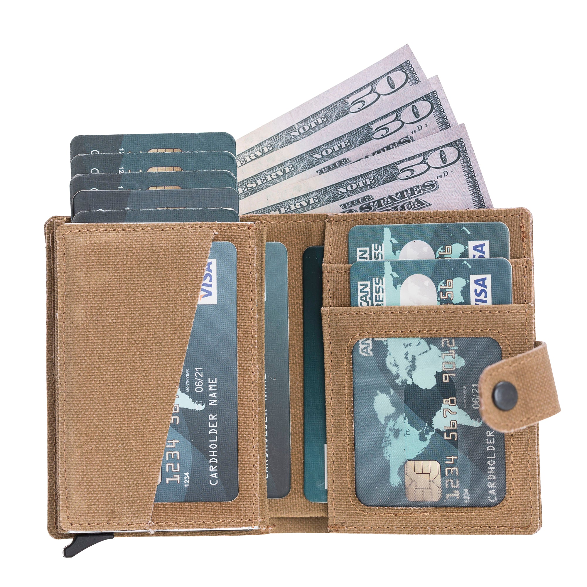 Mechanismed Card Holder-Vegan Leather