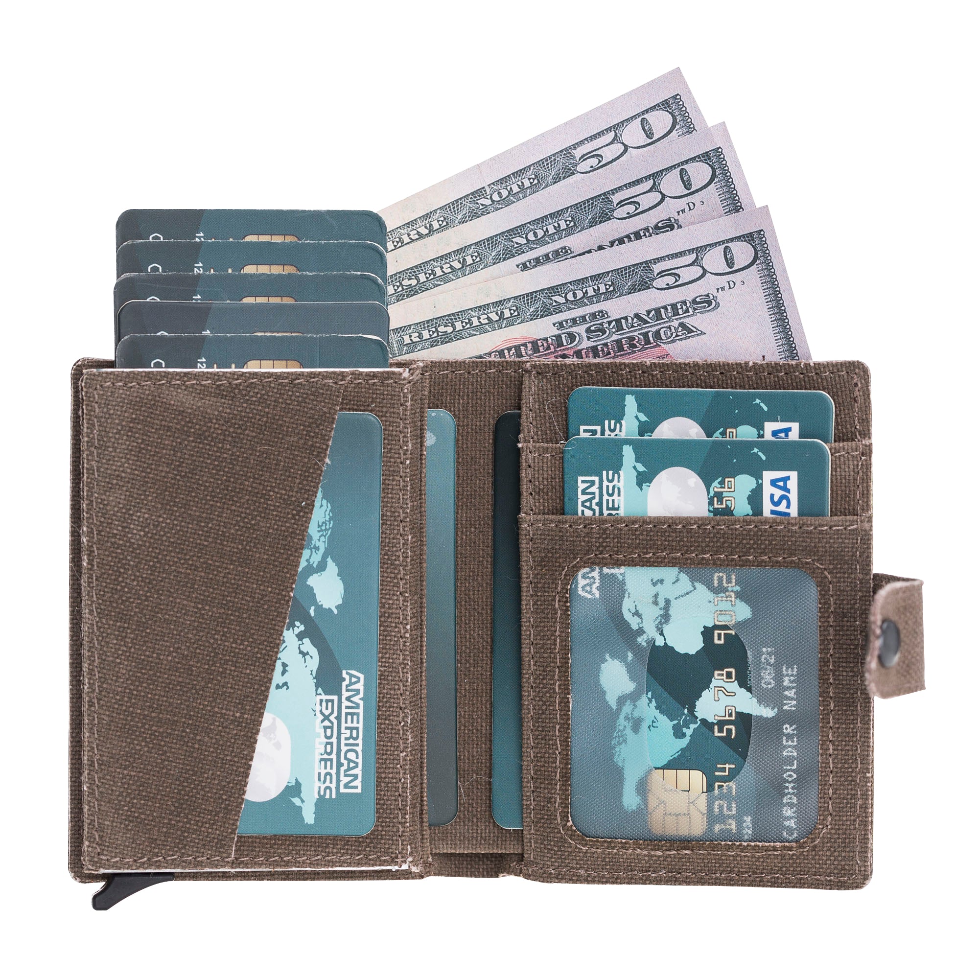 Mechanismed Card Holder-Vegan Leather