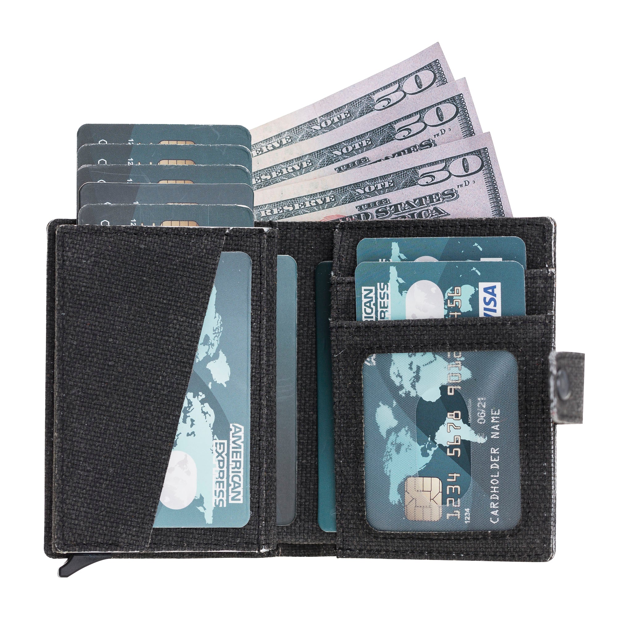 Mechanismed Card Holder-Vegan Leather