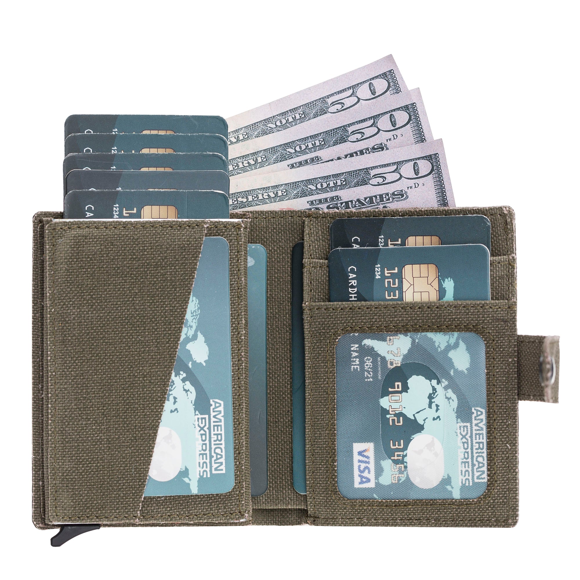 Mechanismed Card Holder-Vegan Leather