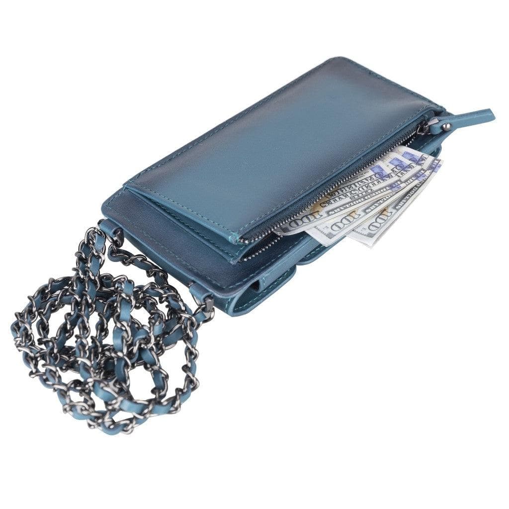 Avjin Shoulder Strap Genuine Leather Wallet Phone Case up to 6.9"