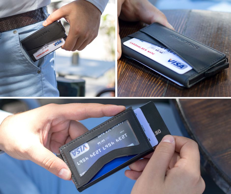 Austin Leather Mechanism Card Holder with RFID