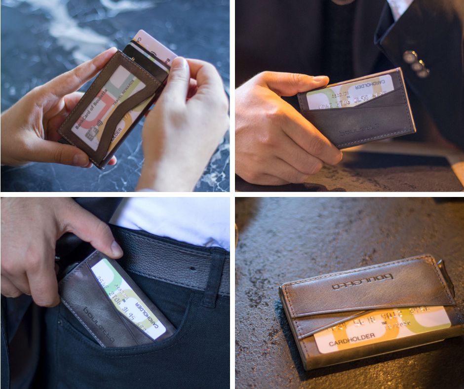 Austin Leather Mechanism Card Holder with RFID