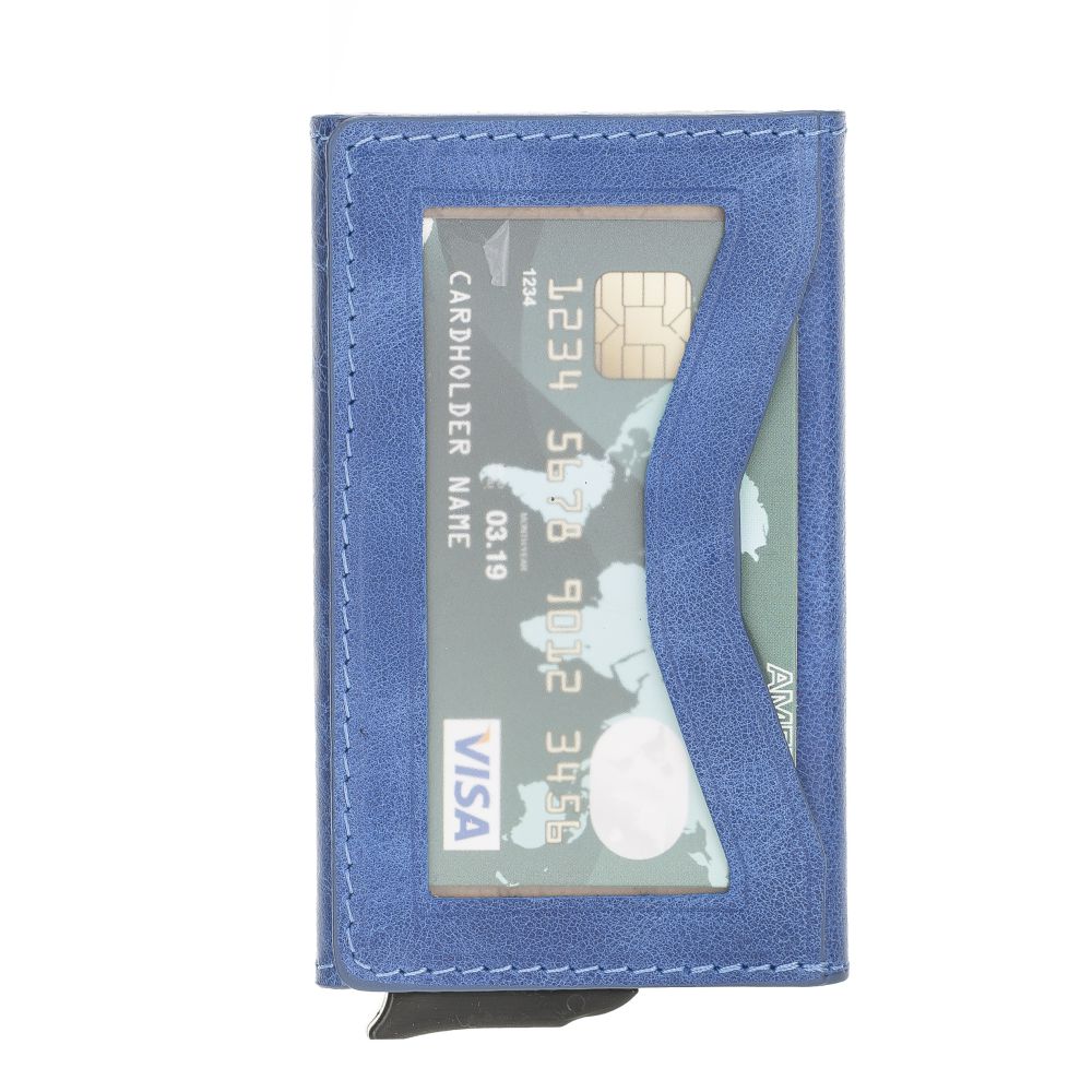 Austin Leather Mechanism Card Holder with RFID