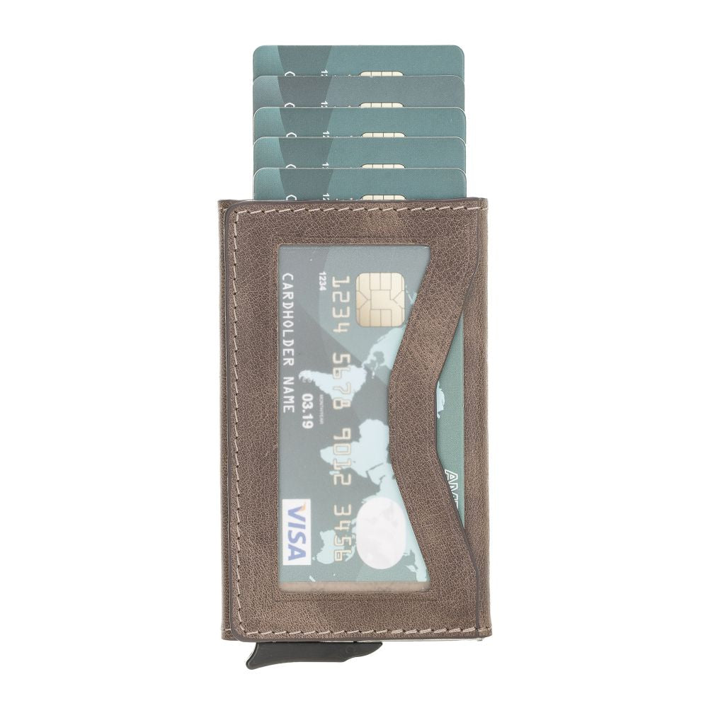 Austin Leather Mechanism Card Holder with RFID