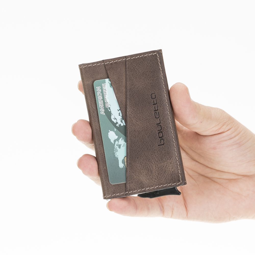 Austin Leather Mechanism Card Holder with RFID