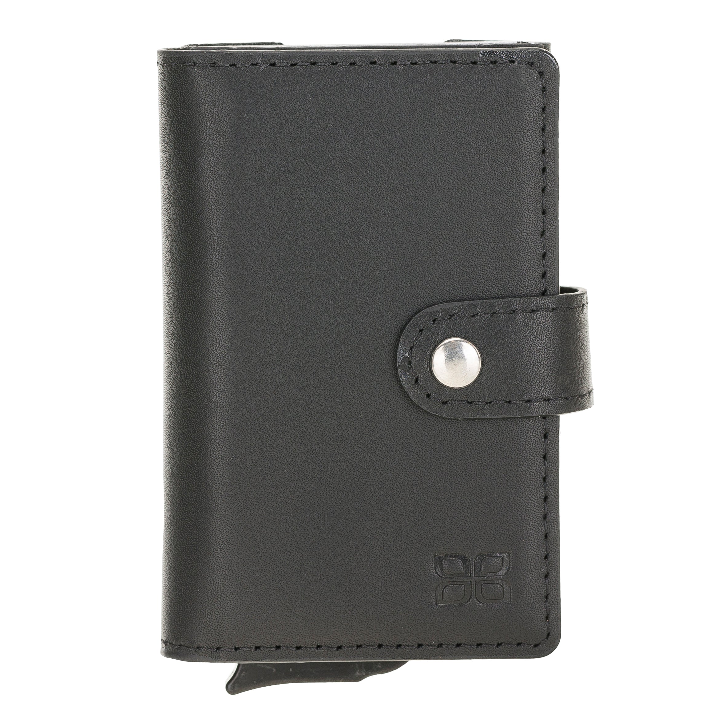 Carlov Leather Mechanism Wallet Card Holder with RFID