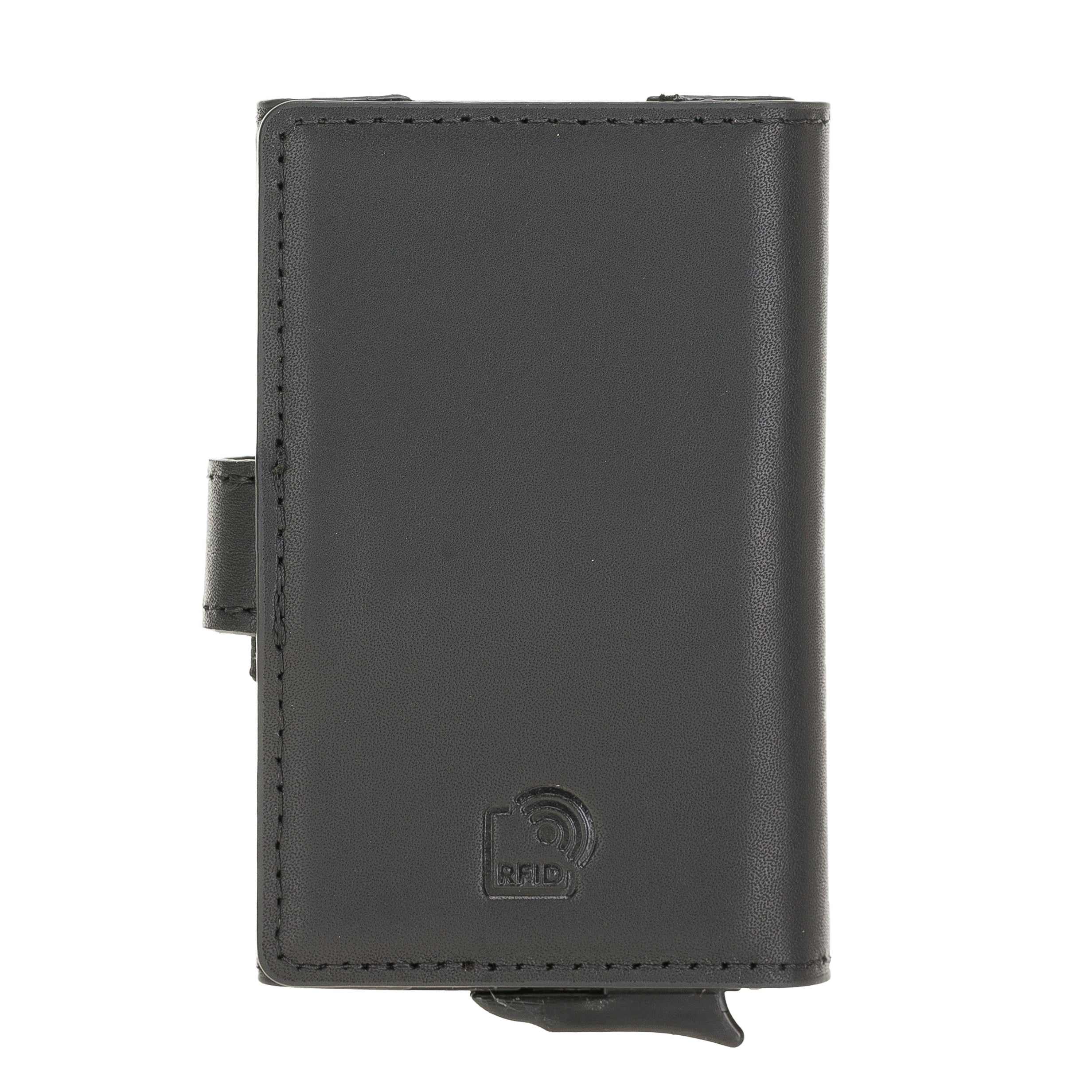 Carlov Leather Mechanism Wallet Card Holder with RFID