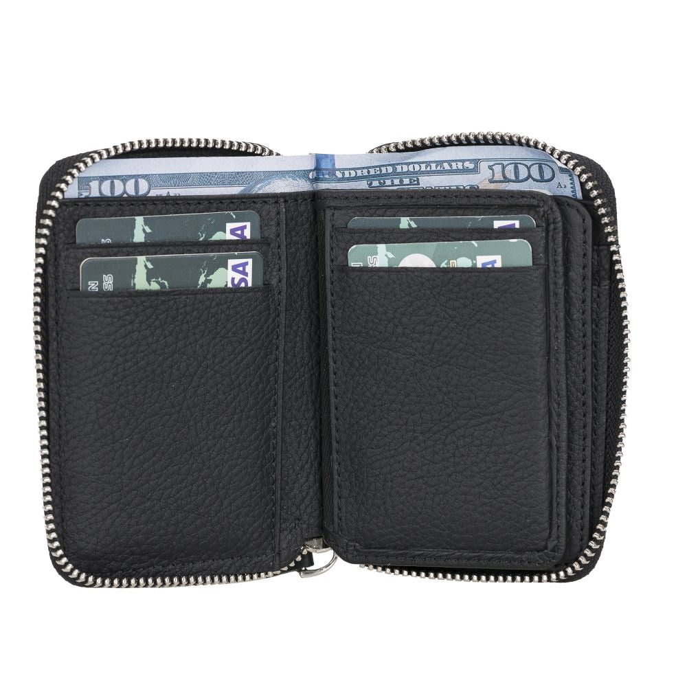 Elvis Leather Credit Card Holder - Zip Wallet Type