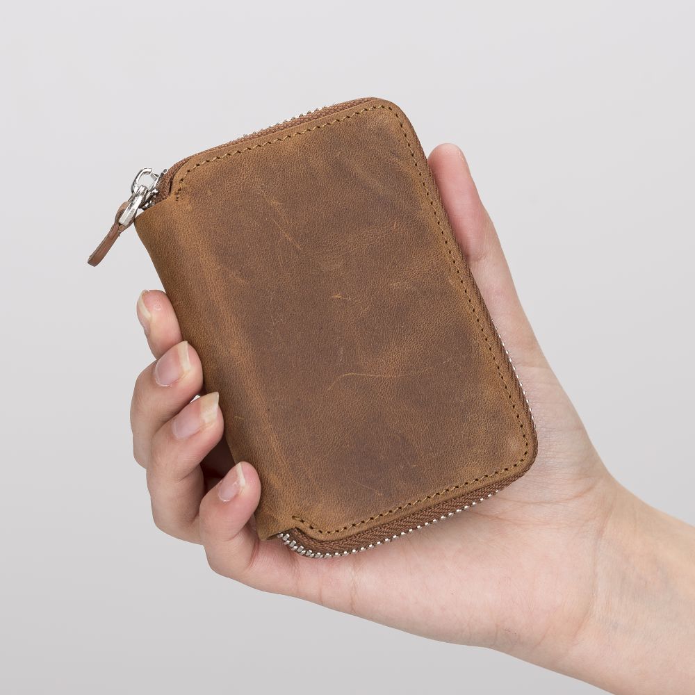 Elvis Leather Credit Card Holder - Zip Wallet Type