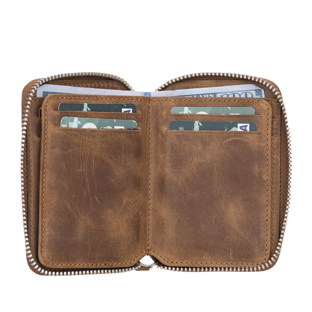 Elvis Leather Credit Card Holder - Zip Wallet Type