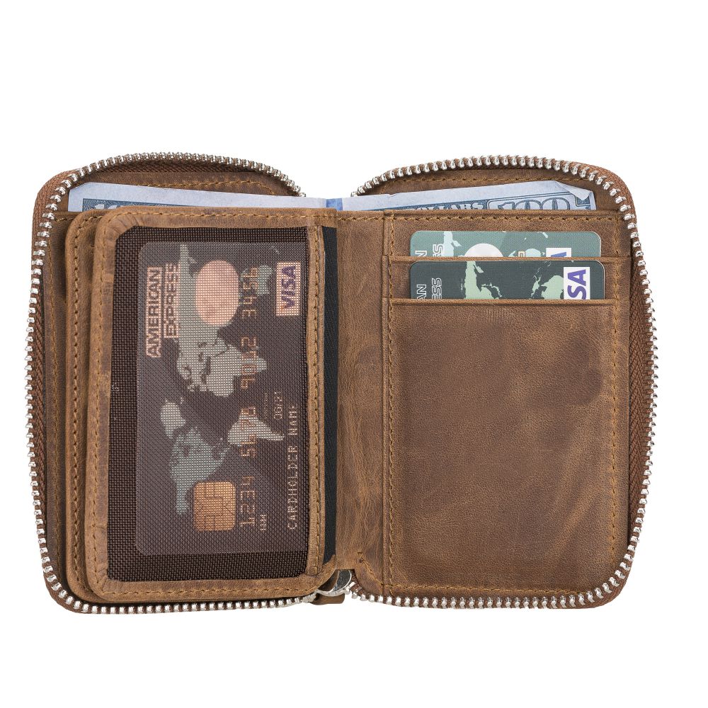 Elvis Leather Credit Card Holder - Zip Wallet Type