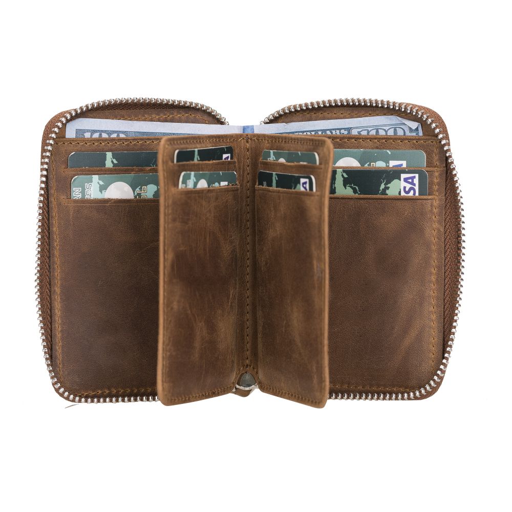 Elvis Leather Credit Card Holder - Zip Wallet Type