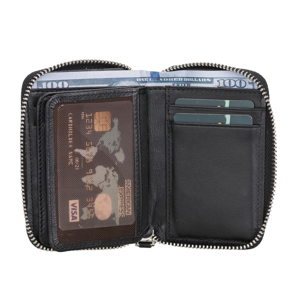 Elvis Leather Credit Card Holder - Zip Wallet Type