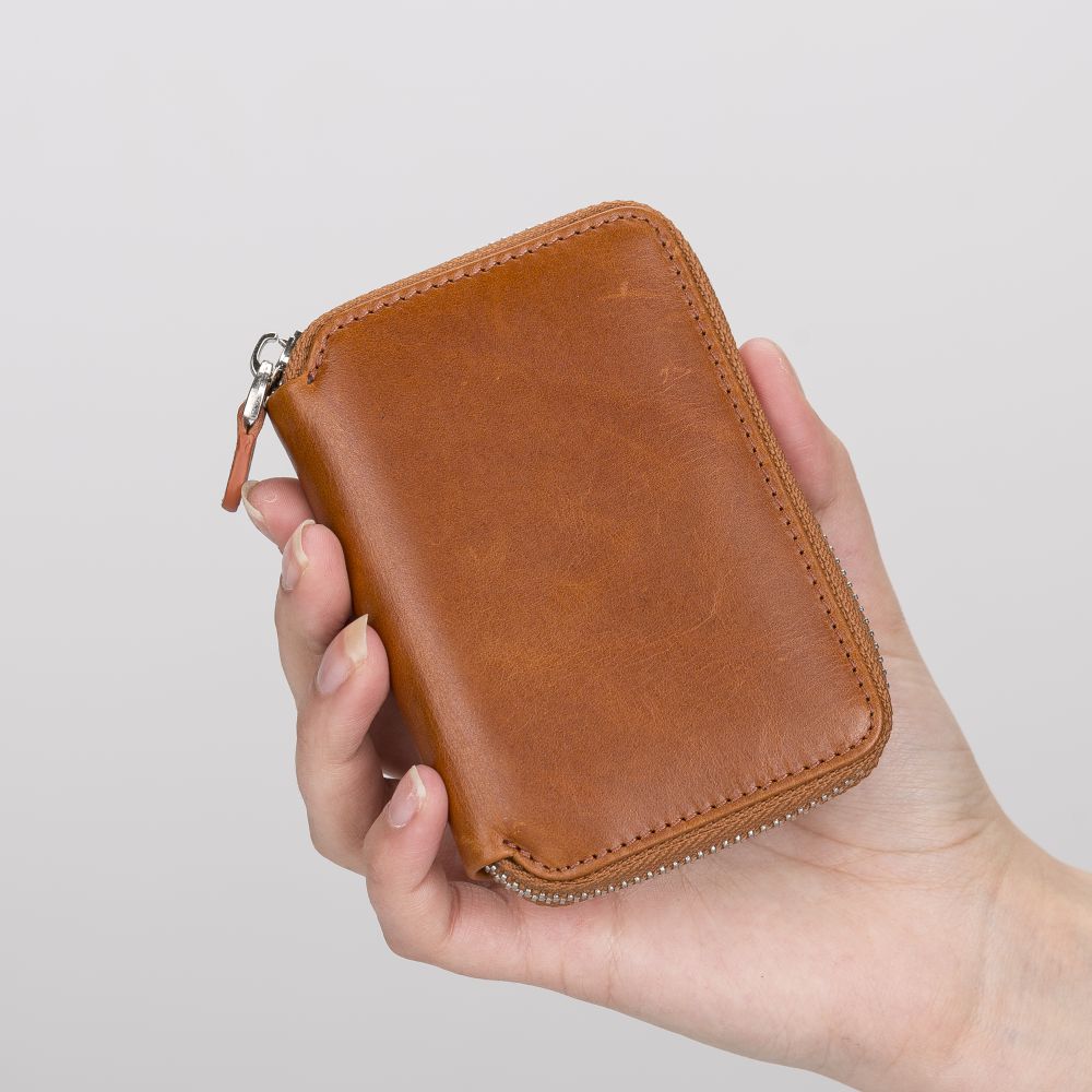 Elvis Leather Credit Card Holder - Zip Wallet Type