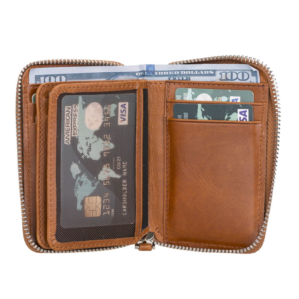 Elvis Leather Credit Card Holder - Zip Wallet Type