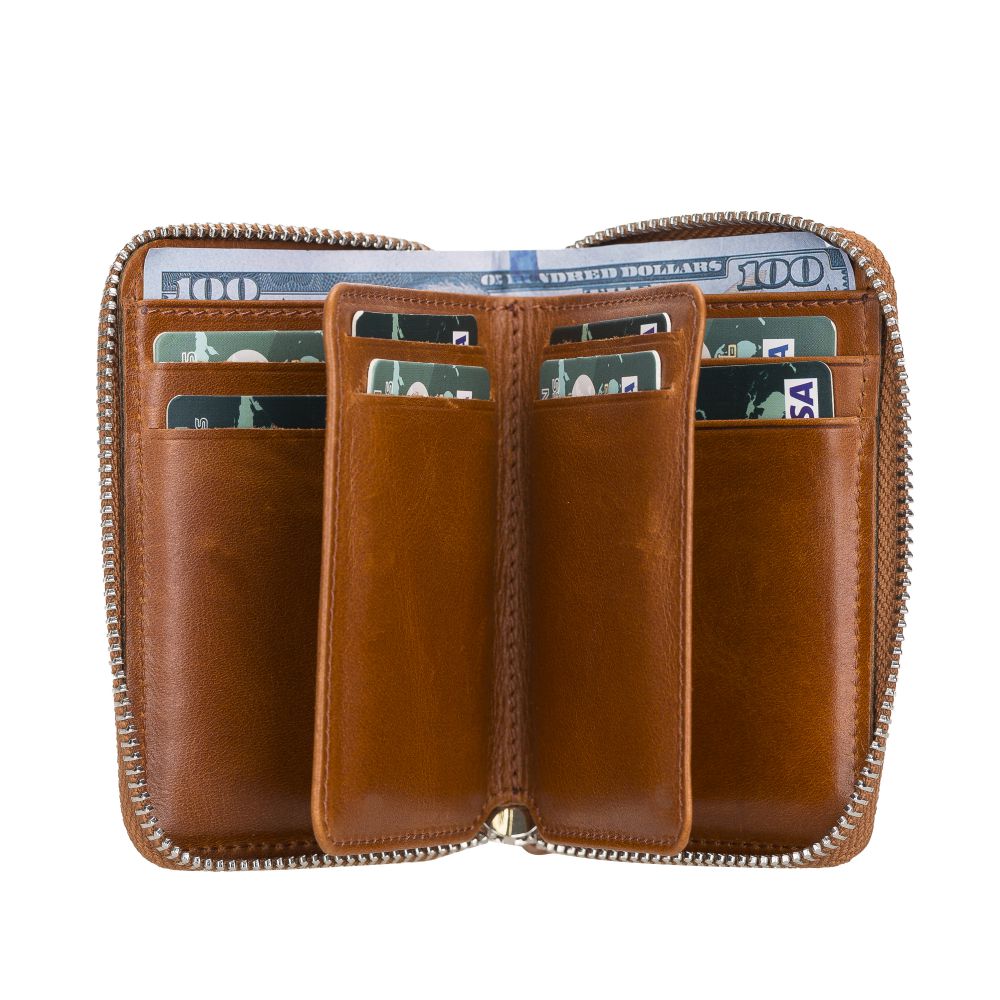 Elvis Leather Credit Card Holder - Zip Wallet Type