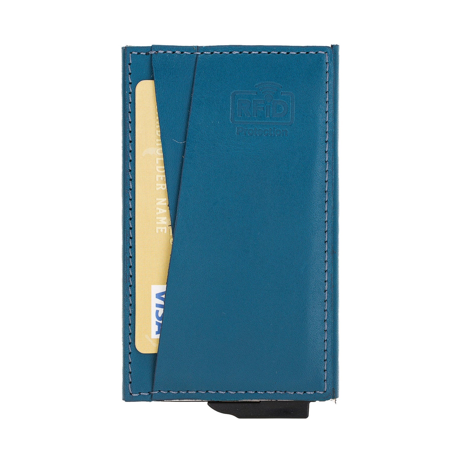 Fernando Leather Mechanism Card Holder with RFID