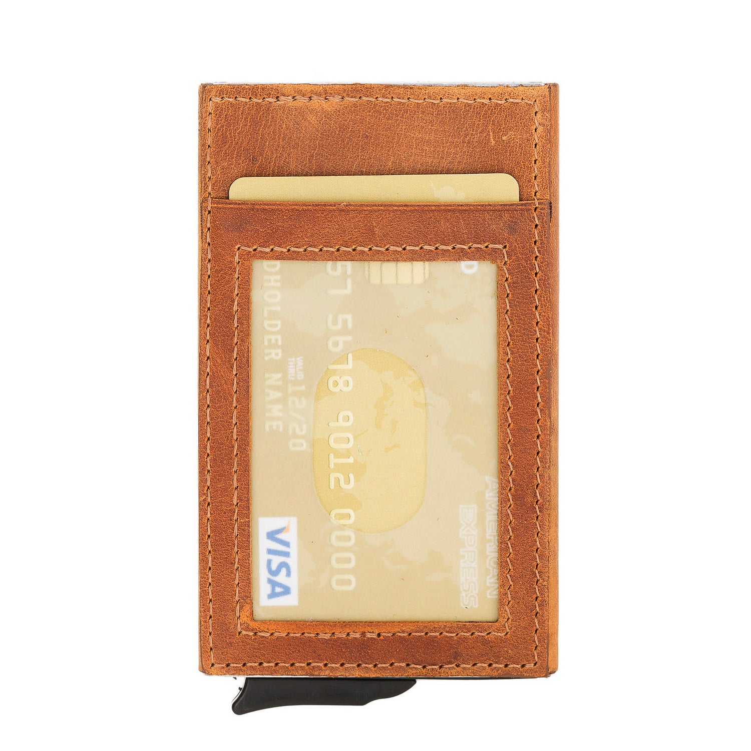 Fernando Leather Mechanism Card Holder with RFID