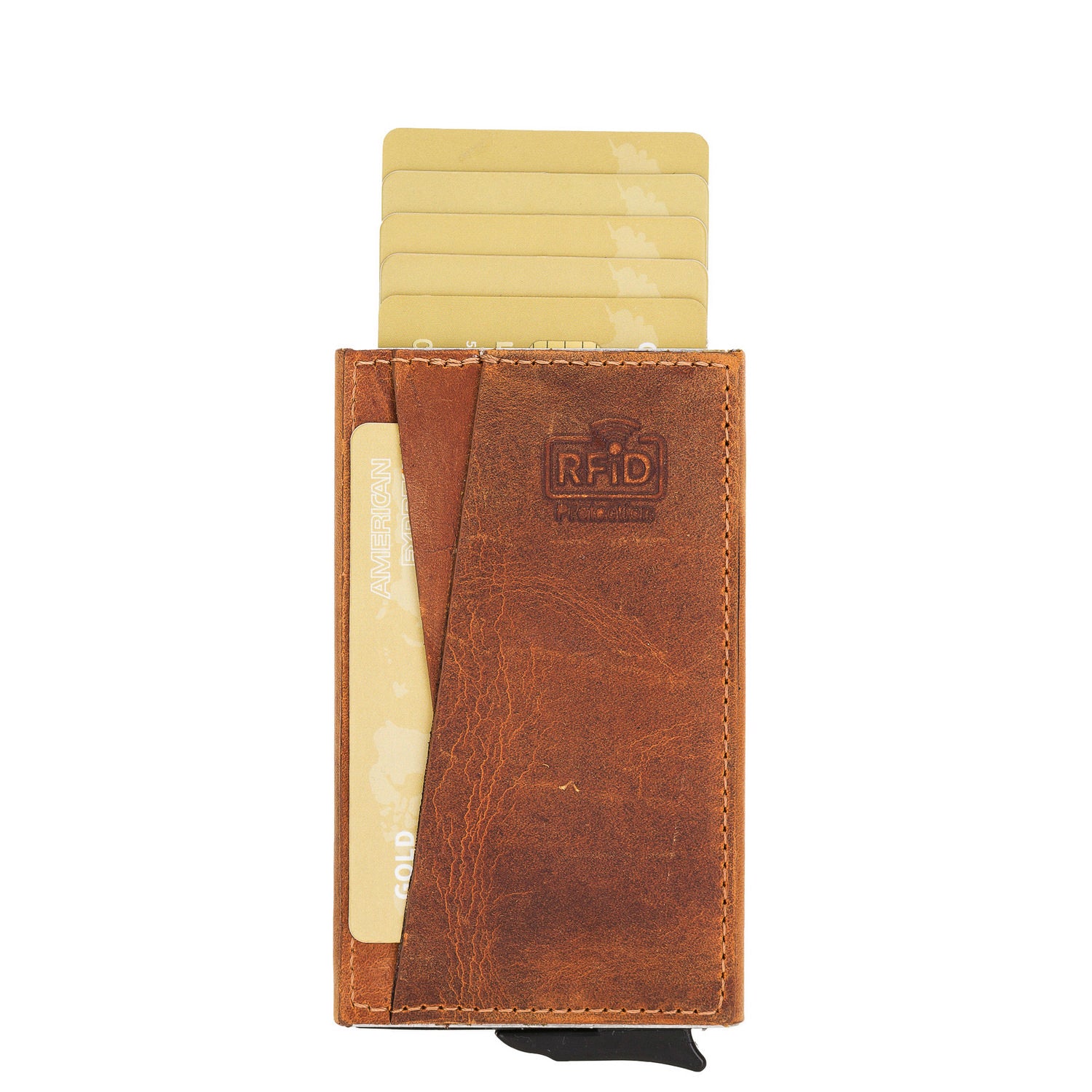 Fernando Leather Mechanism Card Holder with RFID