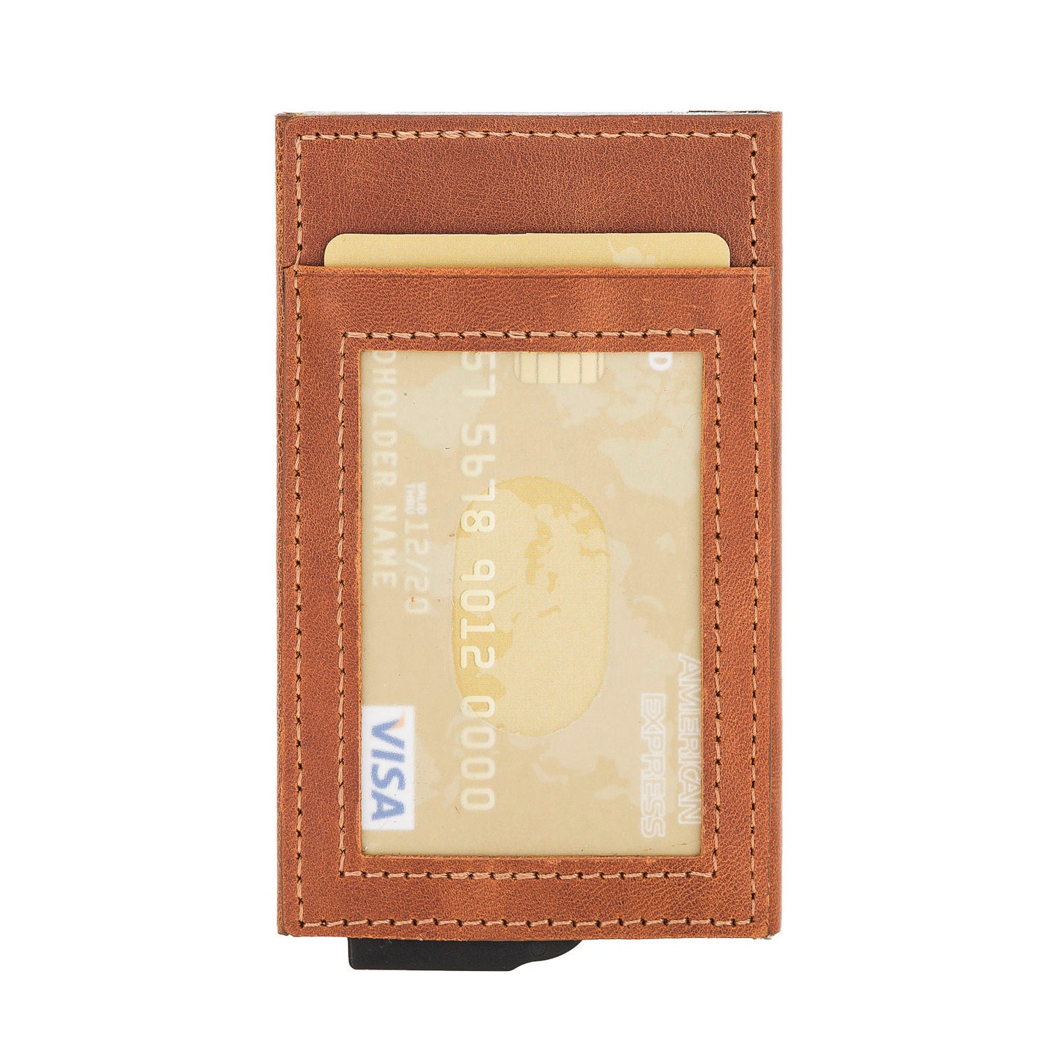 Fernando Leather Mechanism Card Holder with RFID