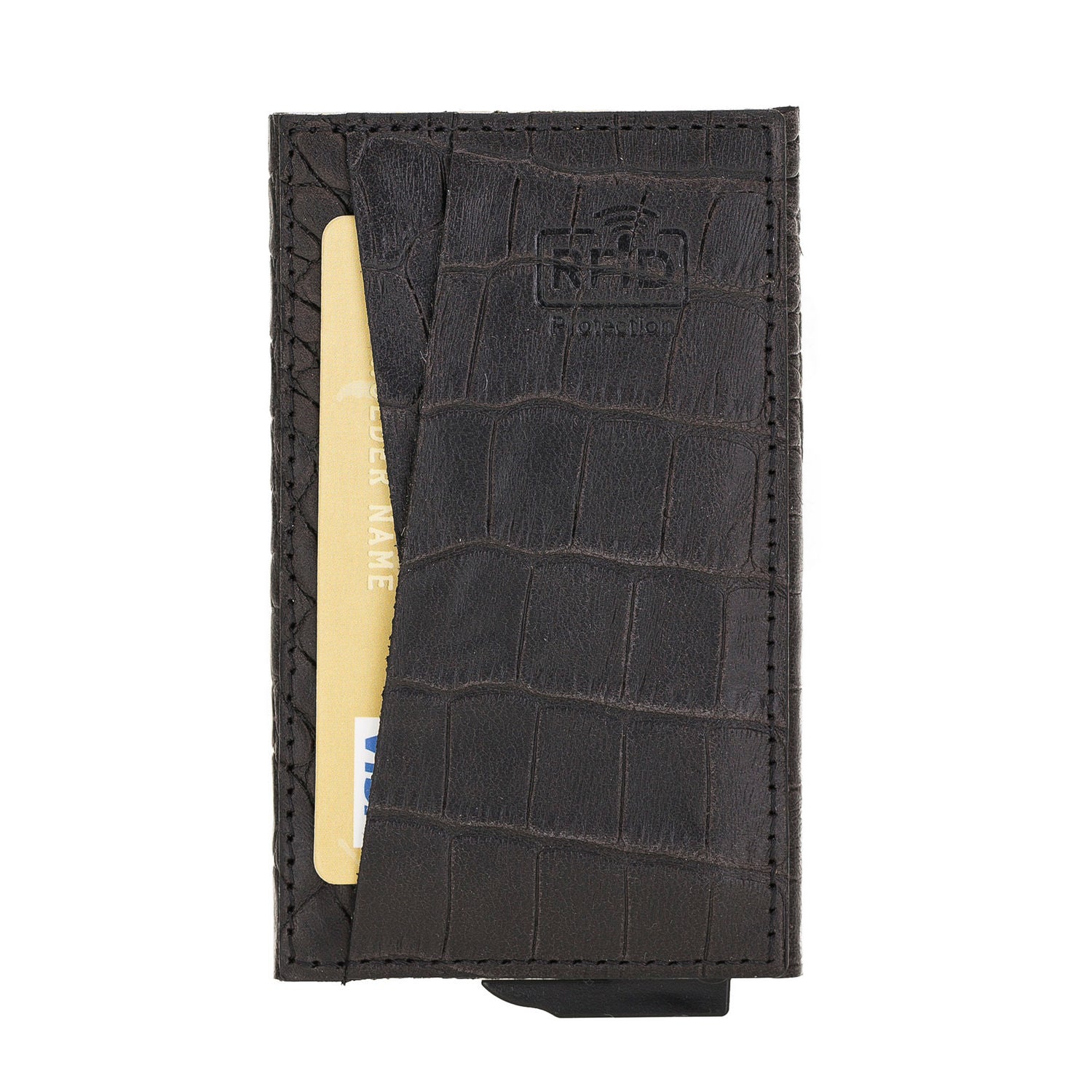 Fernando Leather Mechanism Card Holder with RFID