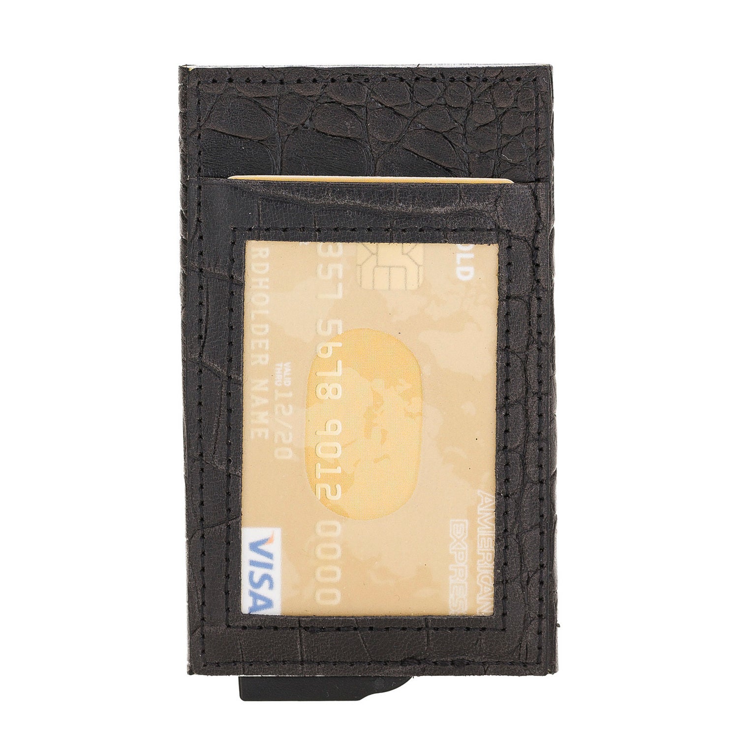 Fernando Leather Mechanism Card Holder with RFID