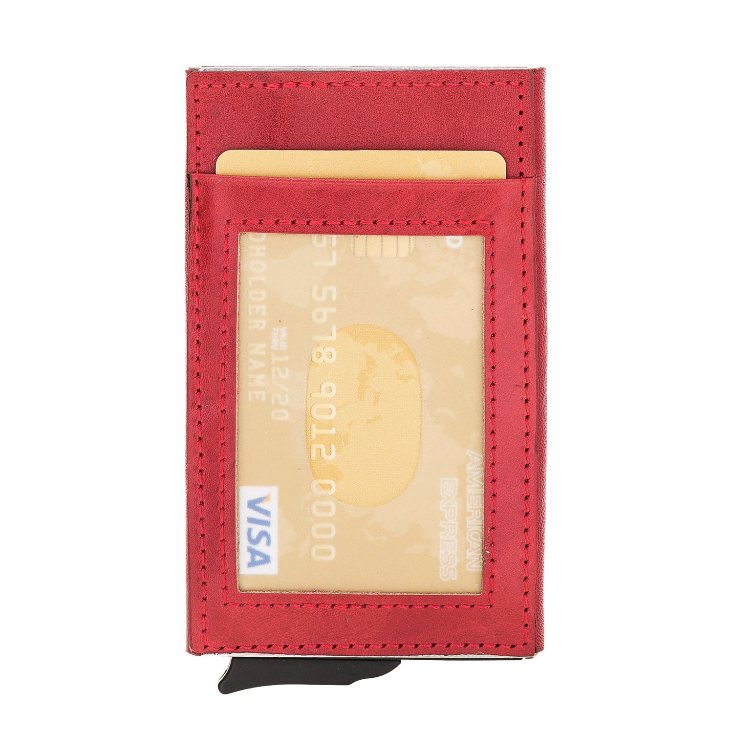 Fernando Leather Mechanism Card Holder with RFID