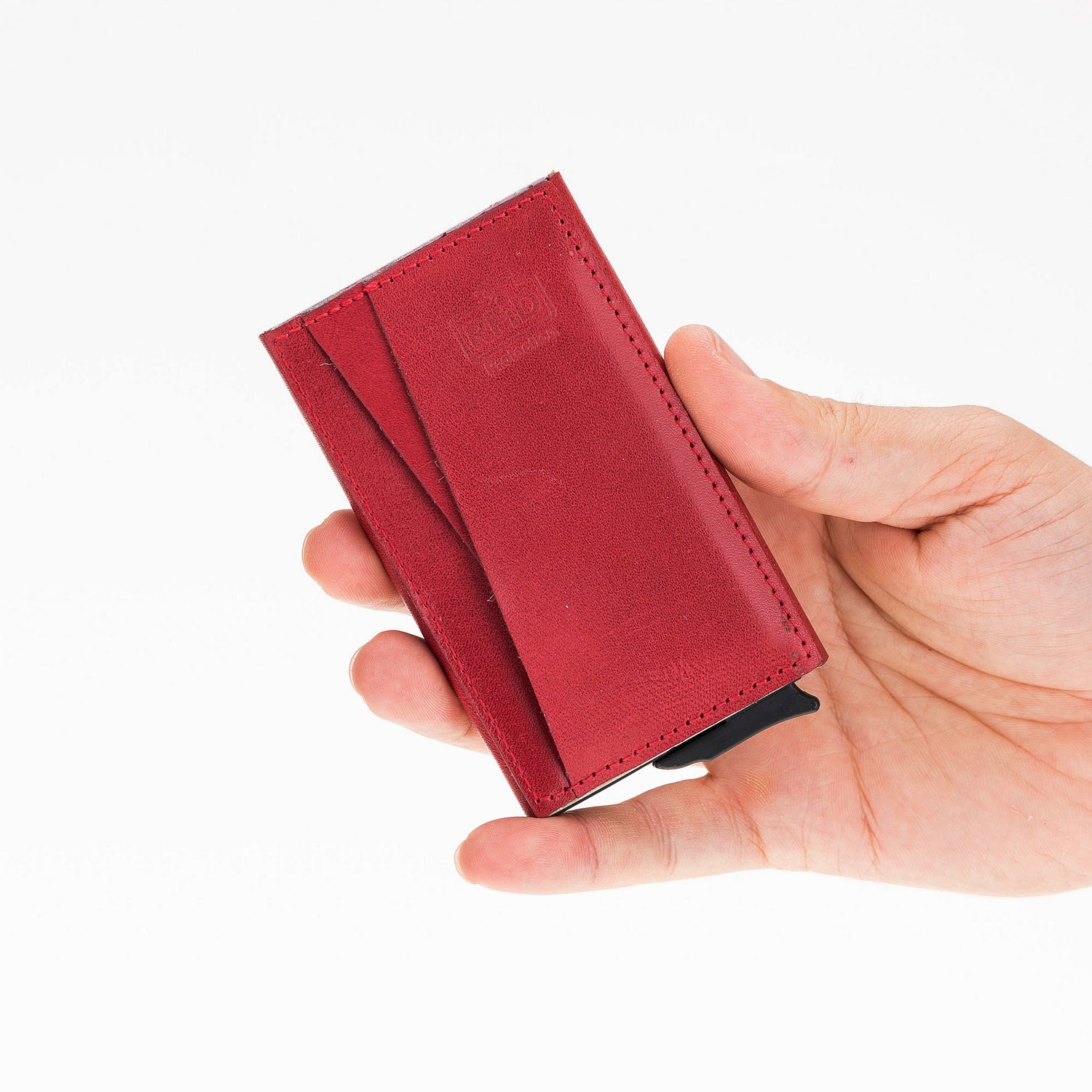 Fernando Leather Mechanism Card Holder with RFID