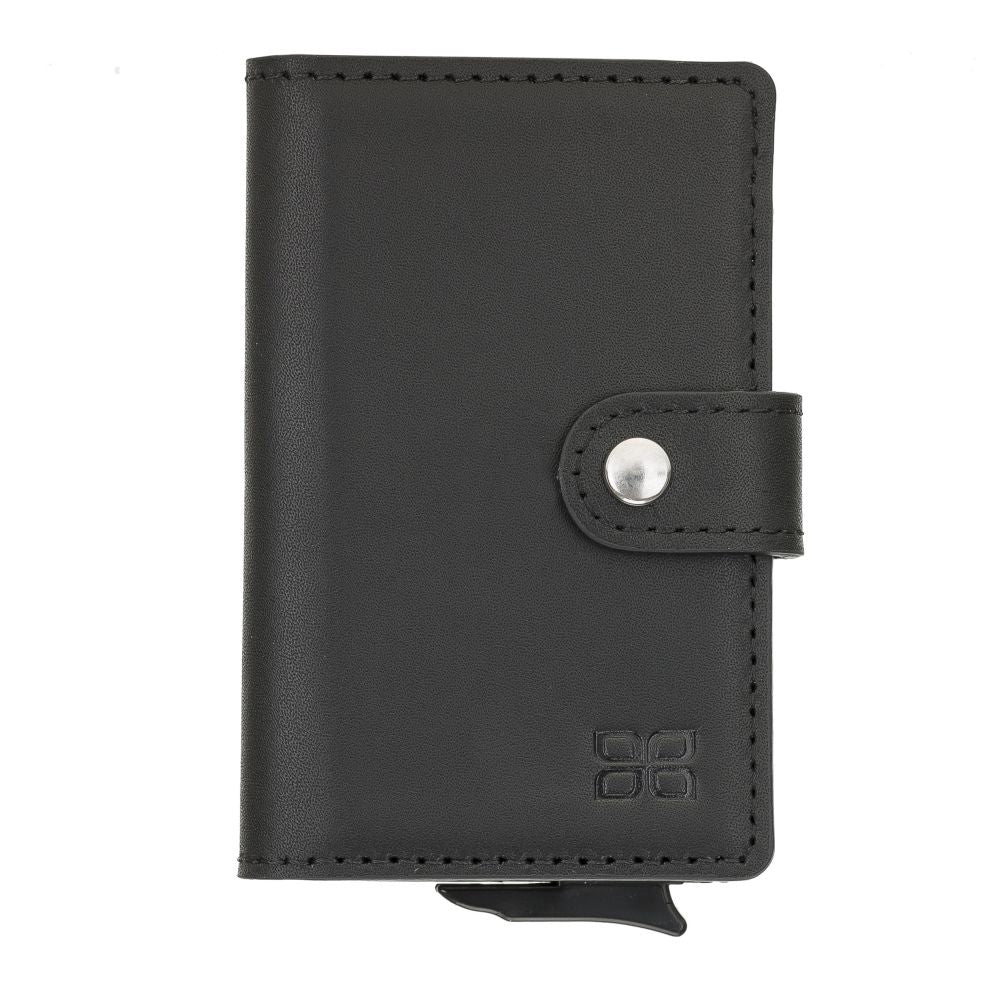 Terry Window Leather Mechanism Wallet Card Holder with RFID