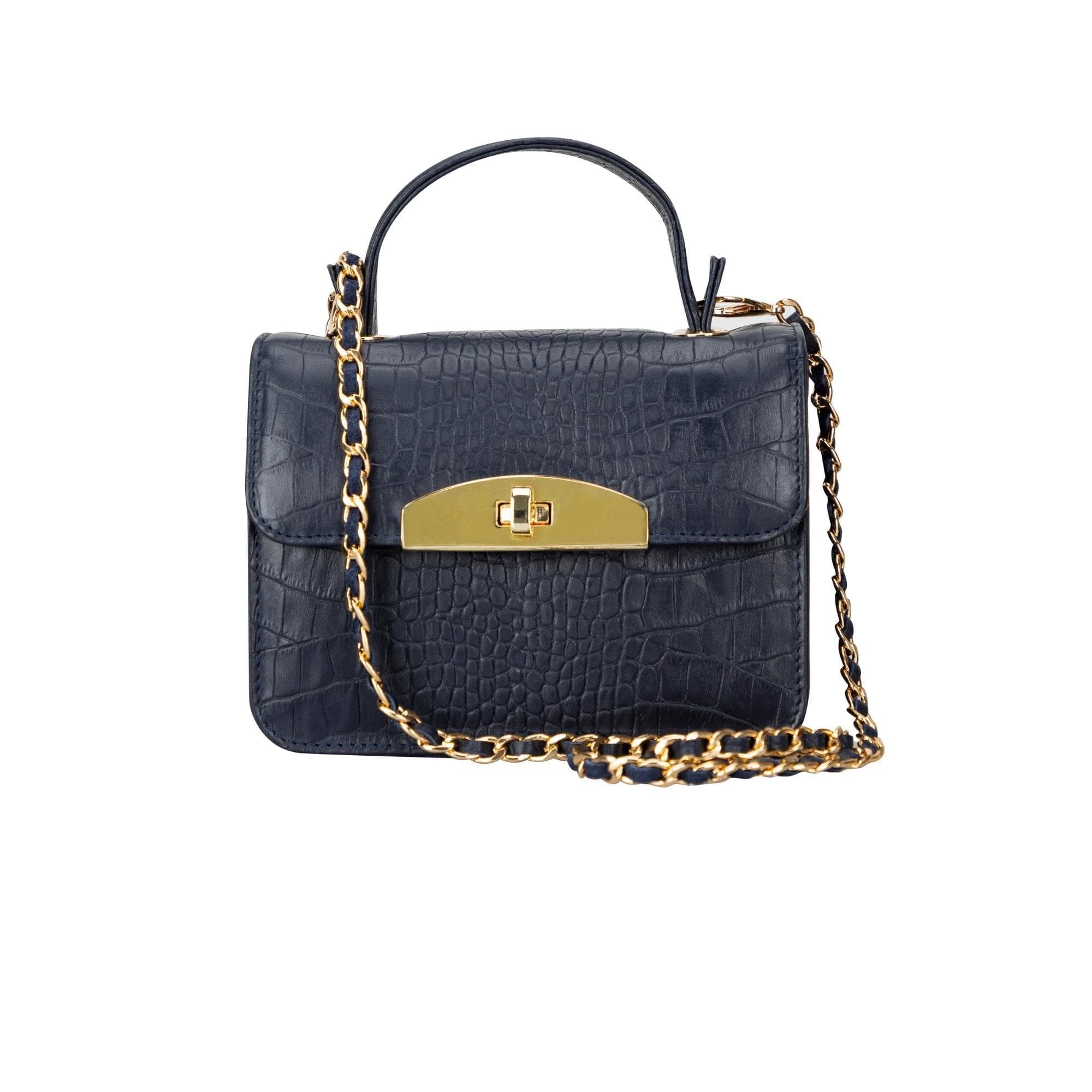 Alisha Geniune Leather Women’s Bag Navy Croc Bouletta