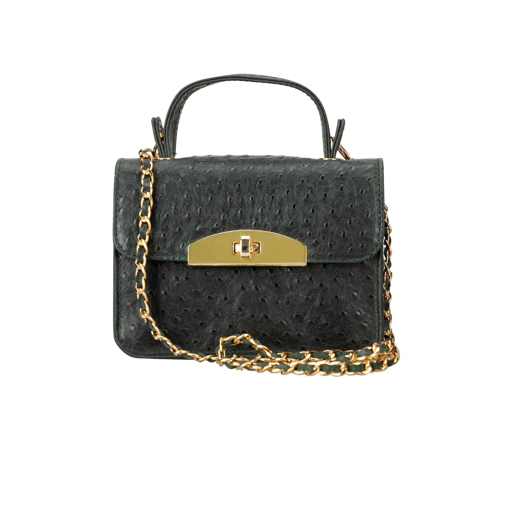Alisha Geniune Leather Women’s Bag Petrol Green Ostrich Bouletta