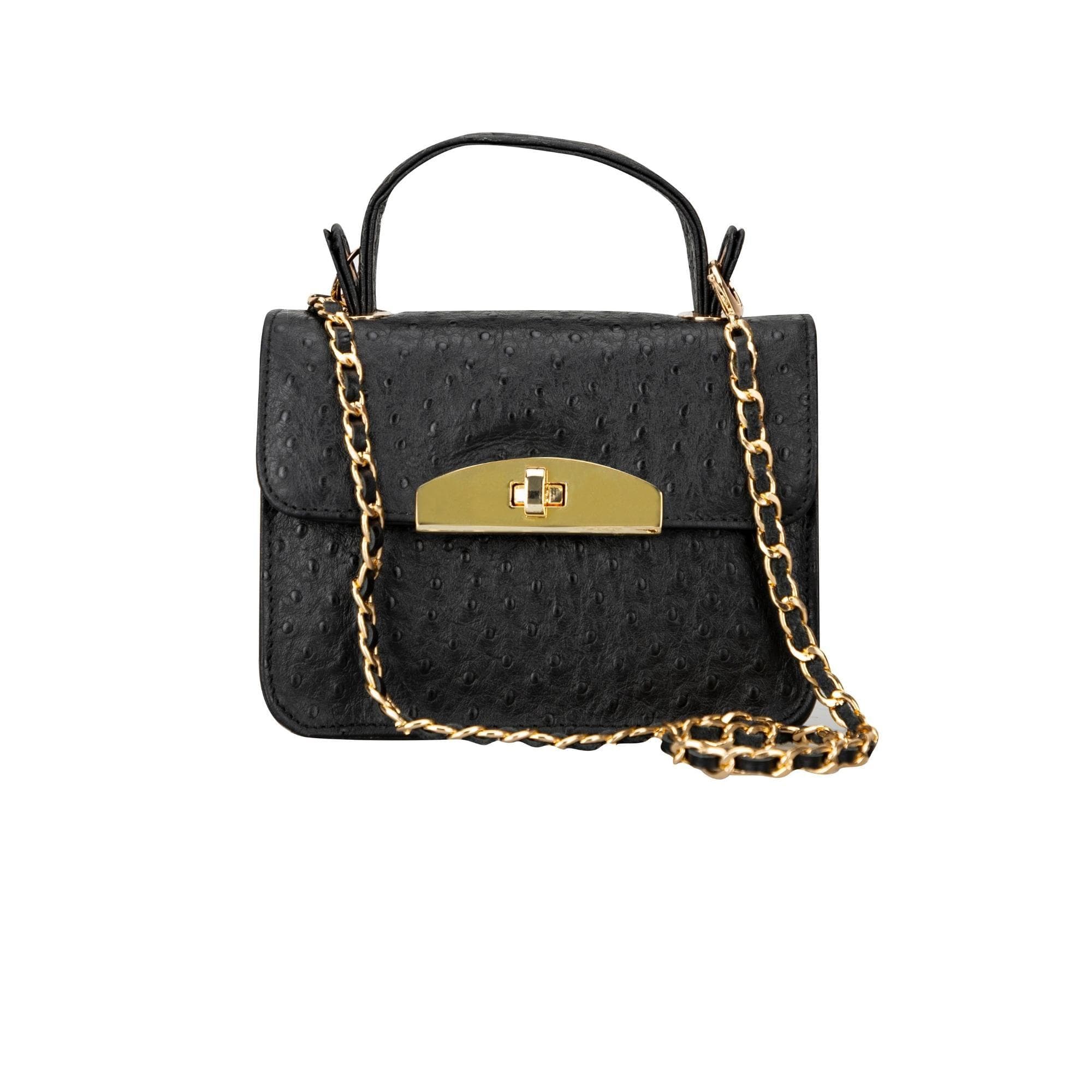 Alisha Geniune Leather Women’s Bag Black Ostrich Bouletta