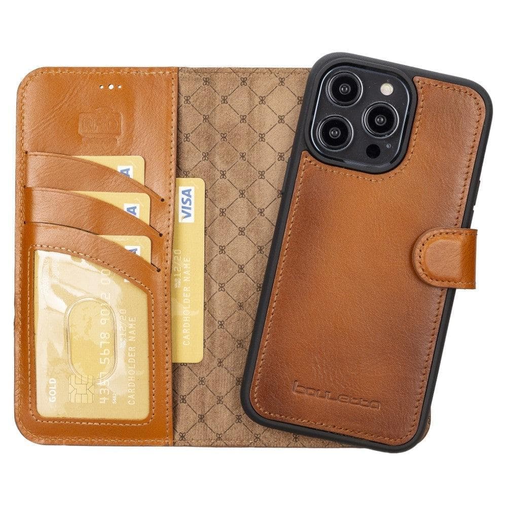 Apple iPhone 15 Series Detachable Leather Wallet Case Darker Color - MW Bouletta LTD