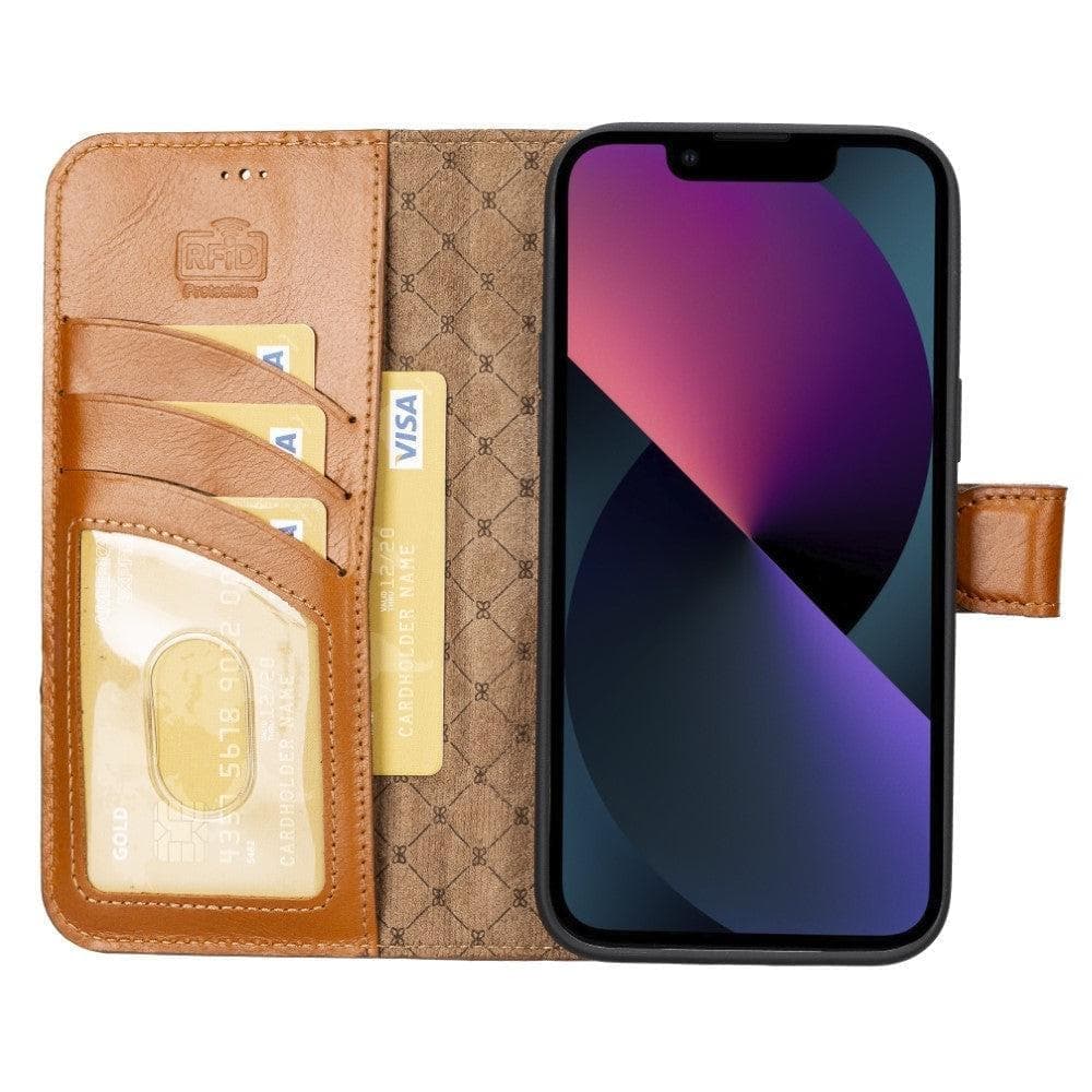 Apple iPhone 15 Series Detachable Leather Wallet Case Darker Color - MW Bouletta LTD