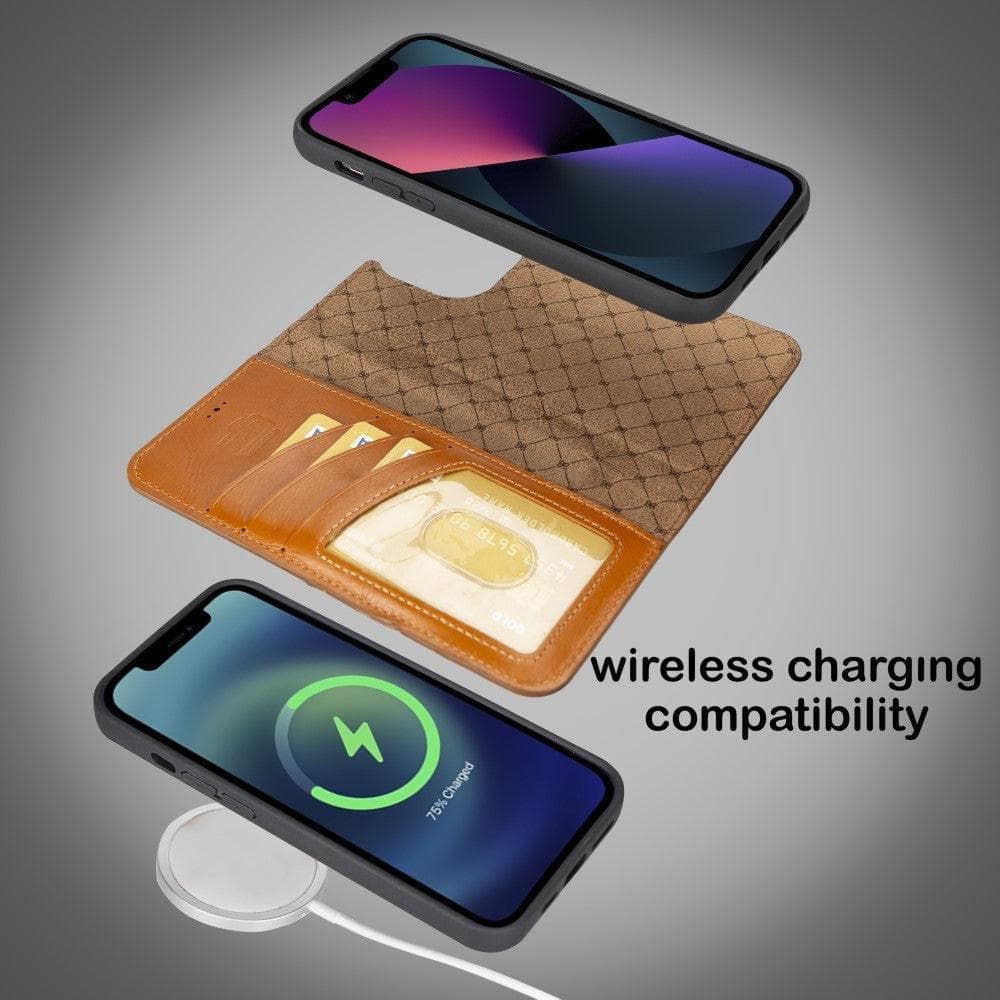Apple iPhone 15 Series Detachable Leather Wallet Case Darker Color - MW Bouletta LTD