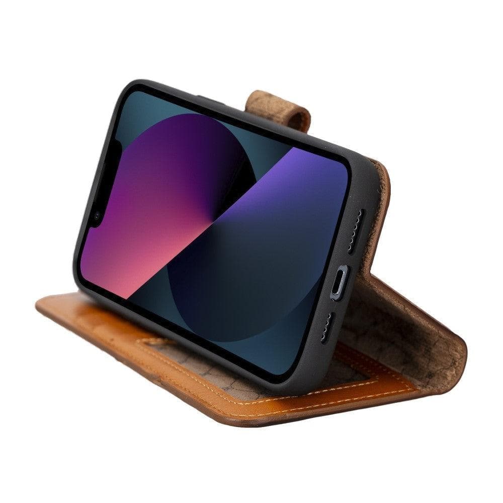 Apple iPhone 15 Series Detachable Leather Wallet Case Darker Color - MW Bouletta LTD