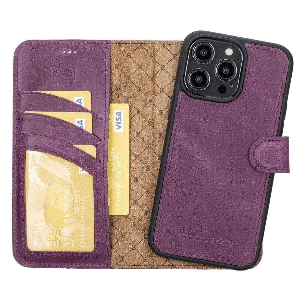 Apple iPhone 15 Series Detachable Leather Wallet Case Darker Color - MW Bouletta LTD