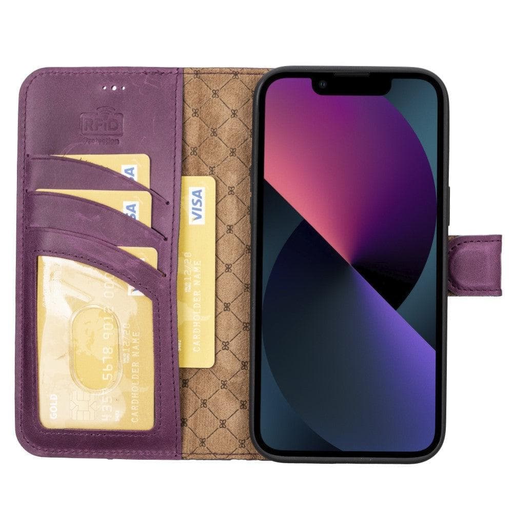 Apple iPhone 15 Series Detachable Leather Wallet Case Darker Color - MW Bouletta LTD