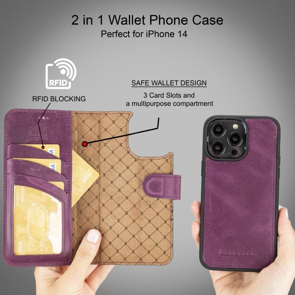 Apple iPhone 15 Series Detachable Leather Wallet Case Darker Color - MW Bouletta LTD