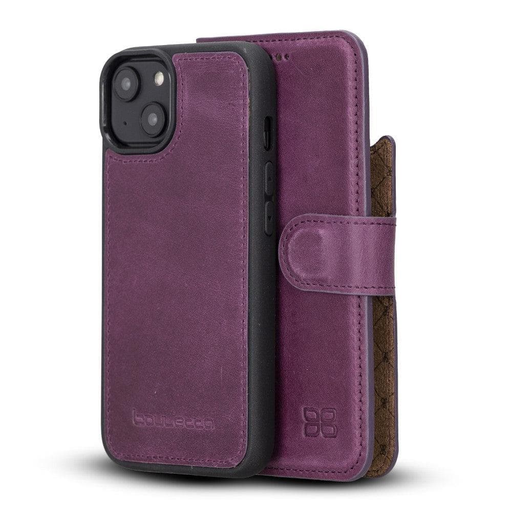 Apple iPhone 15 Series Detachable Leather Wallet Case Darker Color - MW iPhone 15 Plus / Purple / Leather Bouletta LTD