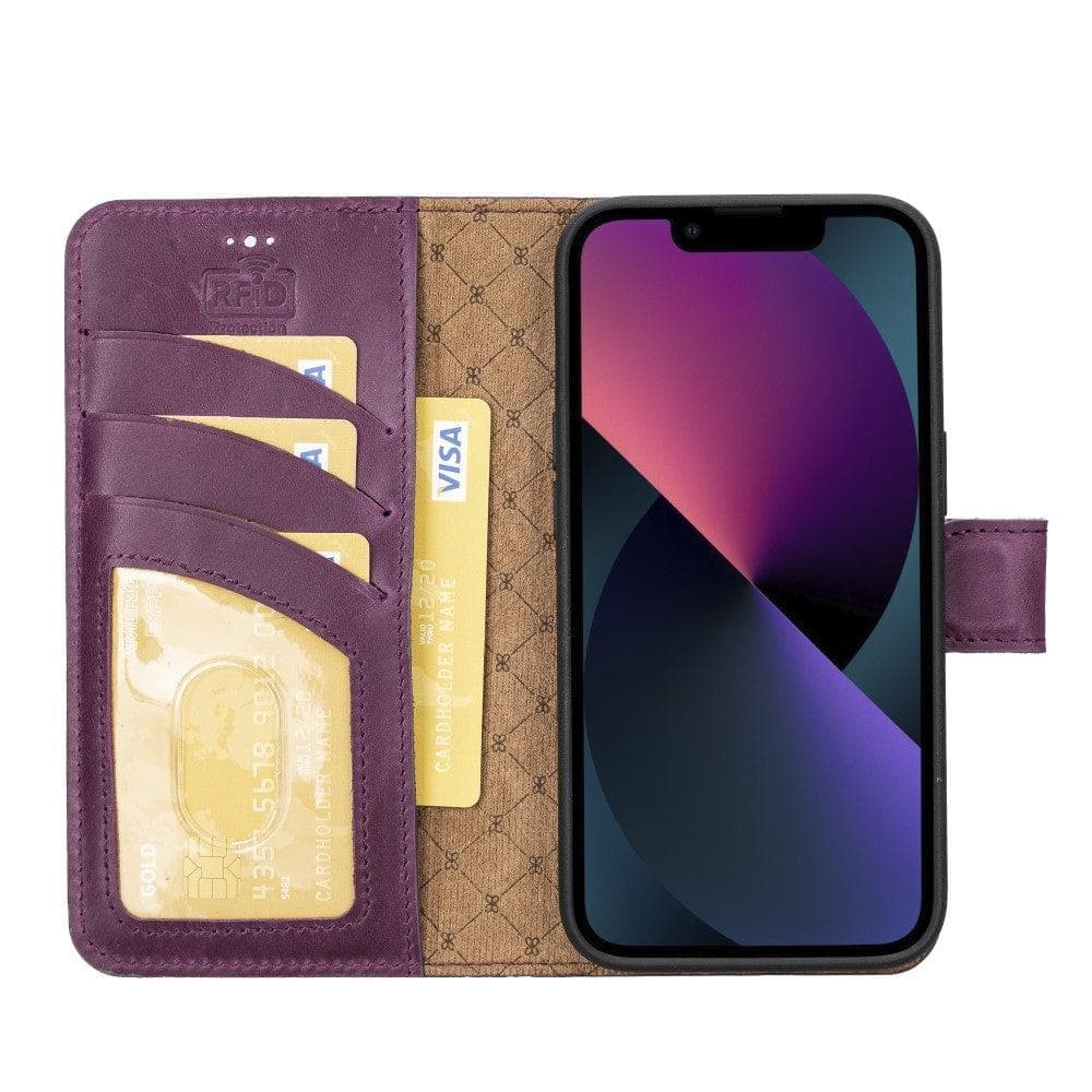 Apple iPhone 15 Series Detachable Leather Wallet Case Darker Color - MW Bouletta LTD