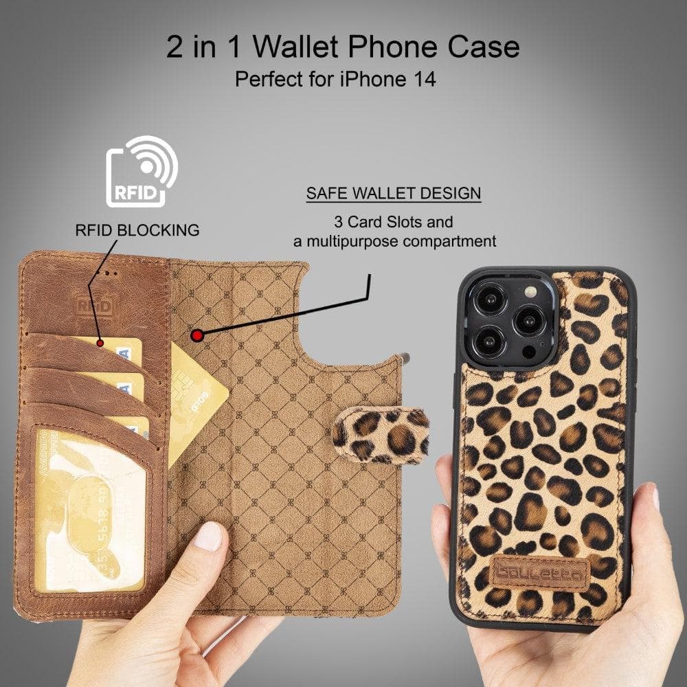 Apple iPhone 15 Series Detachable Leather Wallet Case Darker Color - MW Bouletta LTD