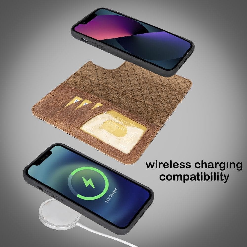 Apple iPhone 15 Series Detachable Leather Wallet Case Darker Color - MW Bouletta LTD