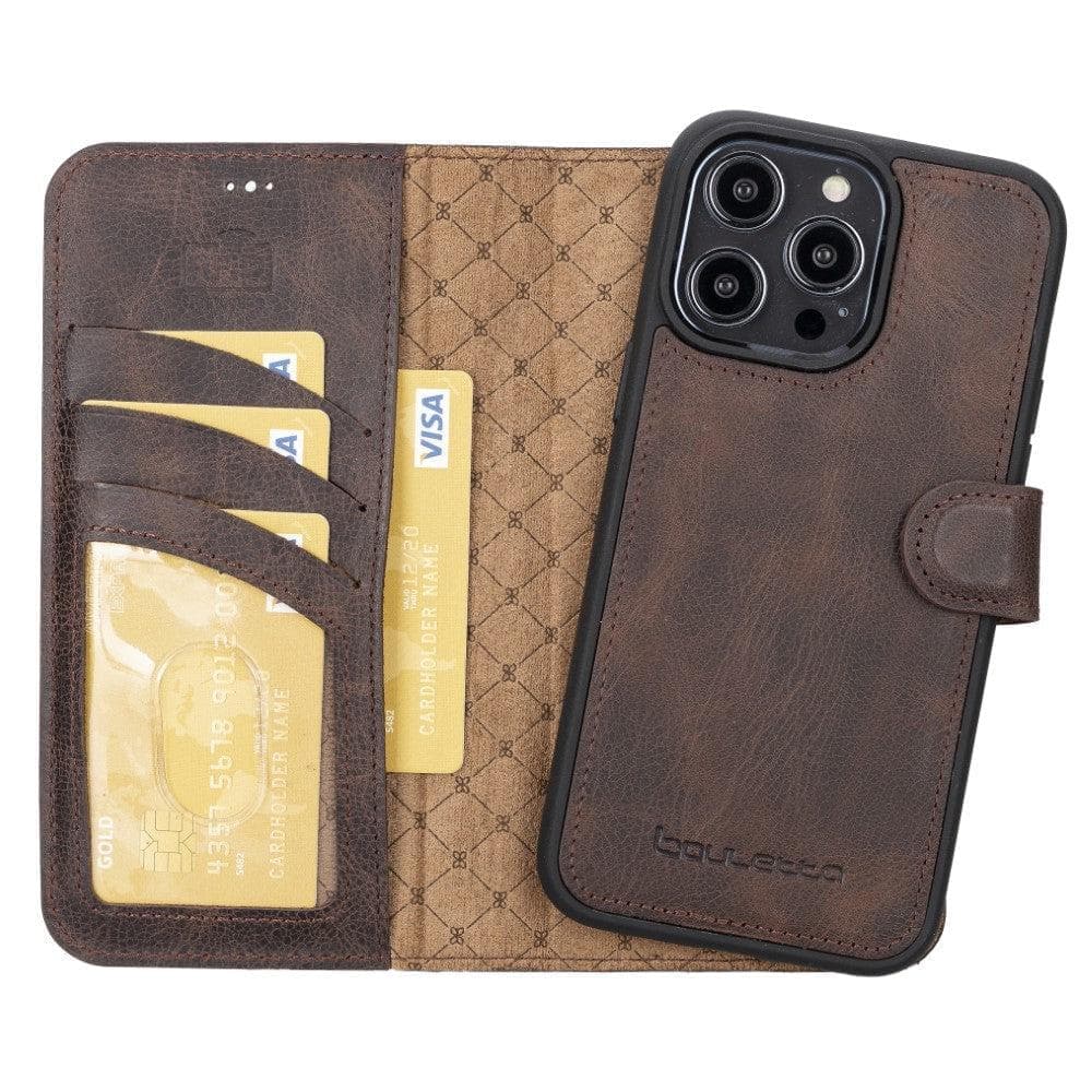 Apple iPhone 15 Series Detachable Leather Wallet Case Darker Color - MW Bouletta LTD