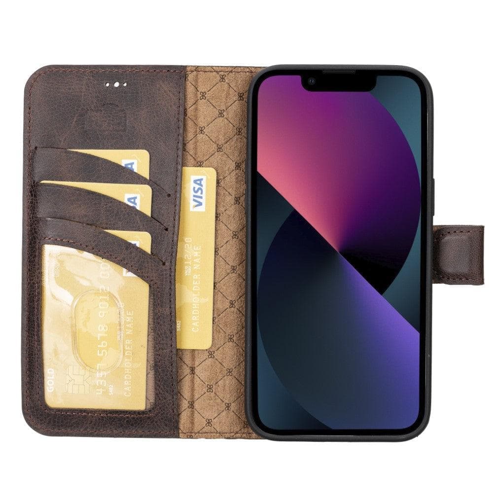 Apple iPhone 15 Series Detachable Leather Wallet Case Darker Color - MW Bouletta LTD