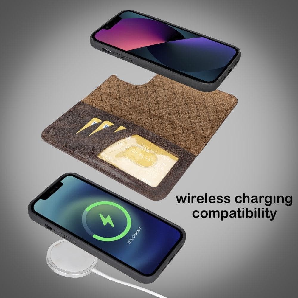 Apple iPhone 15 Series Detachable Leather Wallet Case Darker Color - MW Bouletta LTD