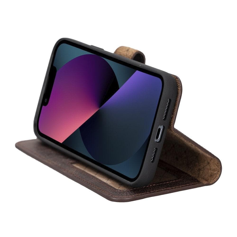 Apple iPhone 15 Series Detachable Leather Wallet Case Darker Color - MW Bouletta LTD