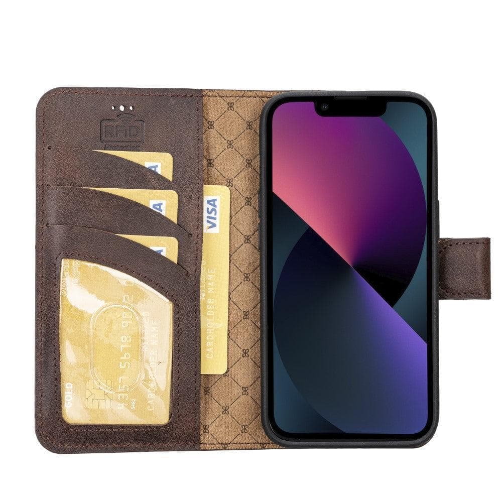 Apple iPhone 15 Series Detachable Leather Wallet Case Darker Color - MW Bouletta LTD