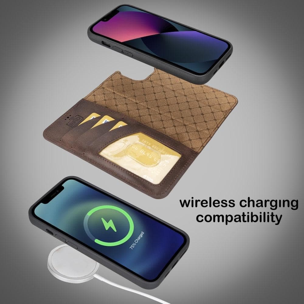 Apple iPhone 15 Series Detachable Leather Wallet Case Darker Color - MW Bouletta LTD